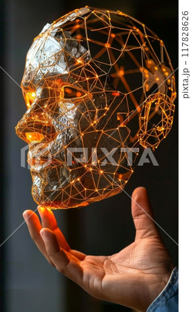 Human hand holding ai inteligent technology, symbolizing new concepts in artificial intelligence 117828626