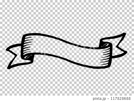シンプルな手描きのリボンの線画 シンプルな手描きのリボンの線画 117828688