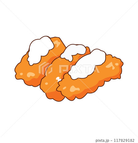 Crunchy Crispy Fried Chicken Fast Junk Food Vector Illustration Crunchy Crispy Fried Chicken Fast Junk Food Vector Illustration 117829182