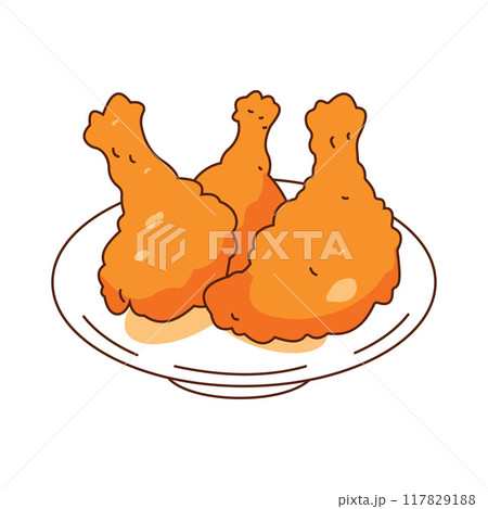 Crispy Fried Chicken Drumstick Fast Junk Food on a Plate 117829188