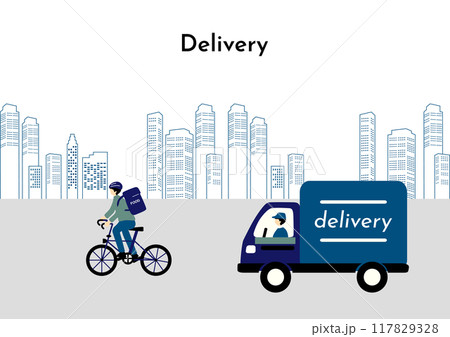 荷物を運ぶ配達員 117829328