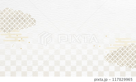 日本の伝統的な雲の模様。上品な白の和紙バナー背景 117829965