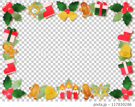 Christmas paper craft style frame 117830286