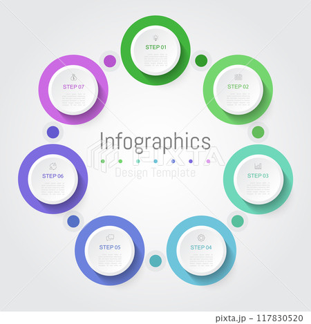 Infographic 7 options design elements for your business data. Vector Illustration. 117830520