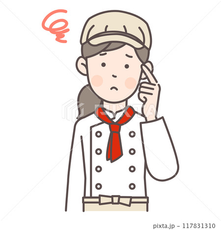 困り顔なパン屋女性スタッフ 117831310