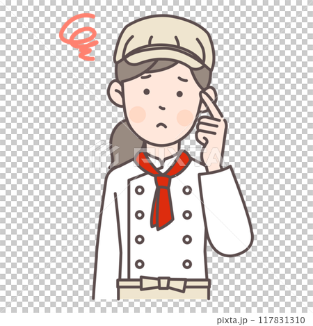 困り顔なパン屋女性スタッフ 117831310