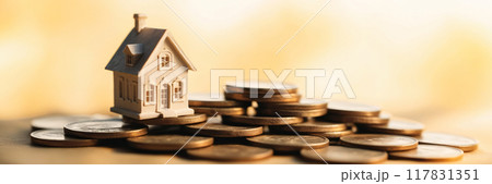 a bunch of coins and piles of coins 117831351
