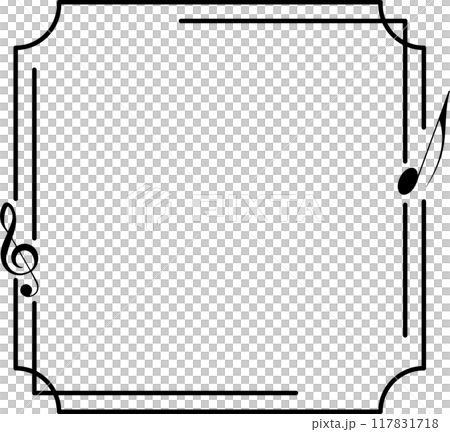 Trendy linear frames with music notes, featuring modern minimalist aesthetic line elements for poster or social media design. 117831718