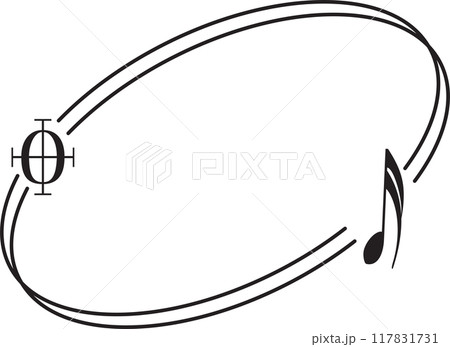 Trendy linear frames with music notes, featuring modern minimalist aesthetic line elements for poster or social media design. 117831731