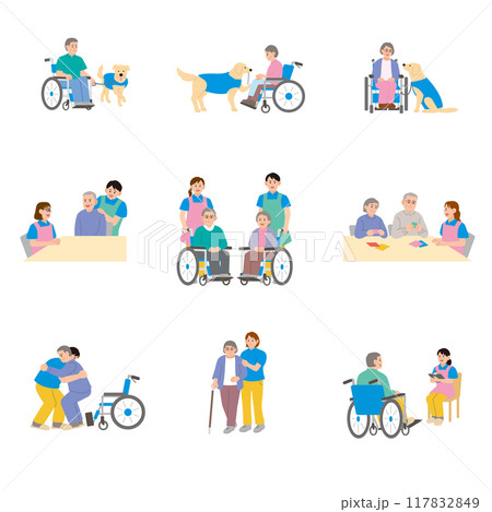 介護のイラストのセット	 117832849