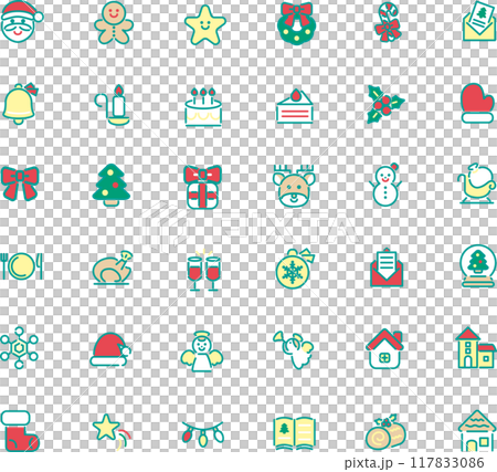 Christmas icon pictogram decoration emoji simple cute illustration material set 117833086
