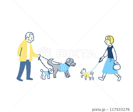 犬の散歩をしている人たち 117833276