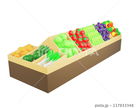 野菜売り場の3Dイラスト 野菜売り場の3Dイラスト 117833348