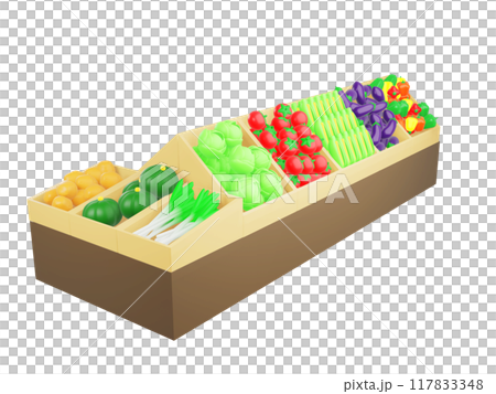 野菜売り場の3Dイラスト 野菜売り場の3Dイラスト 117833348