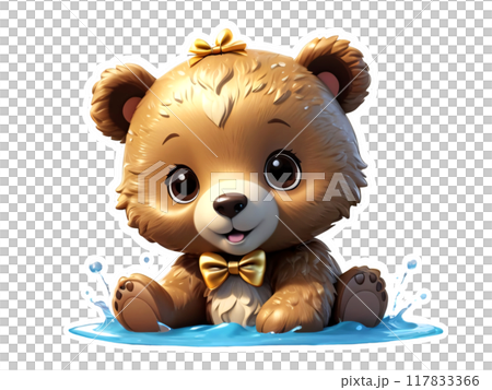A cute and cheerful little brown bear. 117833366