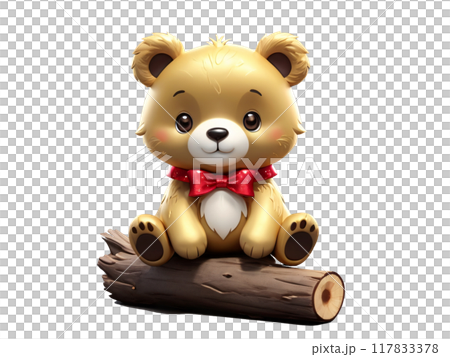 A cute and cheerful little brown bear. 117833378