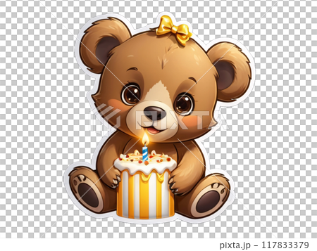 A cute and cheerful little brown bear. 117833379