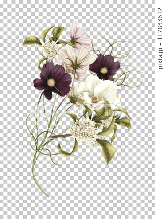 秋に使えるコスモスと銀木犀の花をあわせた挿絵素材 秋に使えるコスモスと銀木犀の花をあわせた挿絵素材 117833612