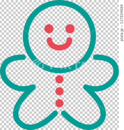 Christmas icon, gingerbread man, pictogram, decoration, simple, cute, illustration material 117834084