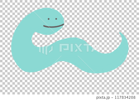 微笑的蛇插畫新年賀卡素材2025年 117834208