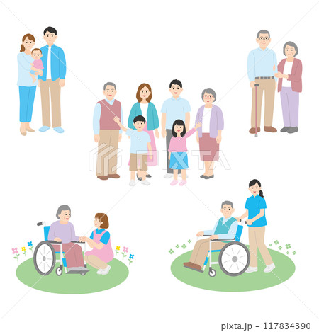 介護のイラストのセット	 117834390