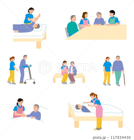 介護のイラストのセット 介護のイラストのセット 117834430