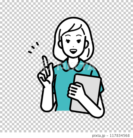 看護師　ポイントを教えるイラスト 117834568