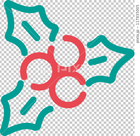 Christmas holly icon pictogram decoration ornament simple cute line drawing illustration Christmas holly icon pictogram decoration ornament simple cute line drawing illustration 117835005