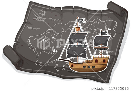Vintage Pirate Treasure Map 117835056