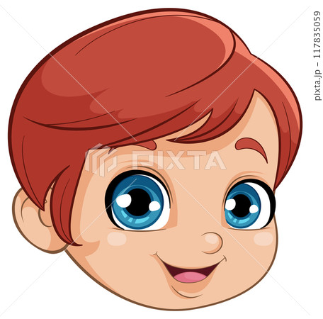 Smiling Cartoon Child Face 117835059