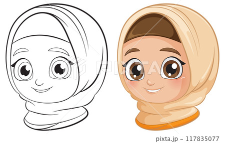 Smiling Girl in Hijab Illustration 117835077