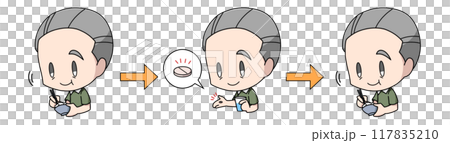 食間の薬を飲む高齢男性のイラスト 117835210