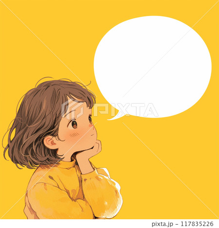 考える女の子と吹き出し 117835226