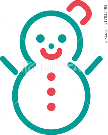 クリスマス　雪だるま　アイコン　ピクトグラム　あしらい　飾り　シンプル　かわいい　線画　イラスト 117835492
