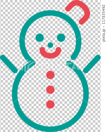 クリスマス　雪だるま　アイコン　ピクトグラム　あしらい　飾り　シンプル　かわいい　線画　イラスト 117835492