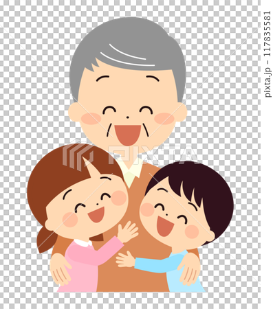 擁抱祖父的孩子們 117835581