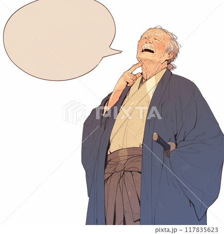 考え事をするシニア男性と吹き出し 117835623