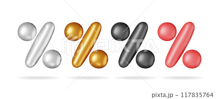 3D set of realistic percent sign balloon 3D set of realistic percent sign balloon 117835764
