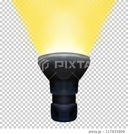 Flashlight, electrical torch light on transparent background crayon illustration 117835809
