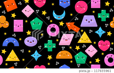 Cute basic geometric shapes seamless pattern cartoon 117835961