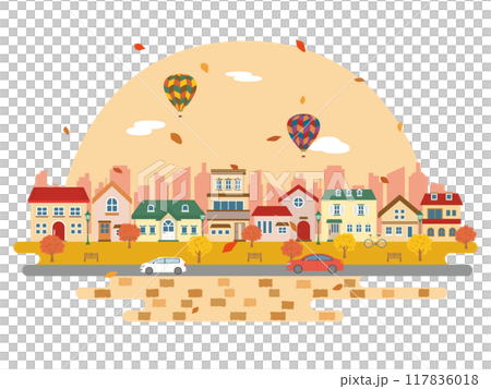 秋天的樹葉 秋天的城市景觀 117836018