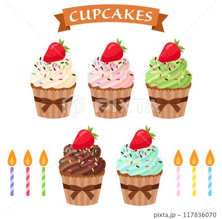 苺のカップケーキのイラストセット 苺のカップケーキのイラストセット 117836070