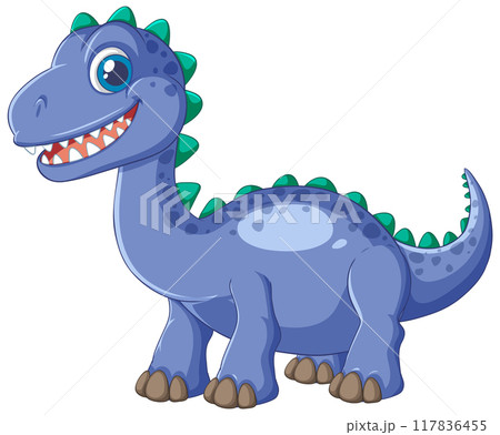 Cute Blue Dinosaur Illustration Cute Blue Dinosaur Illustration 117836455