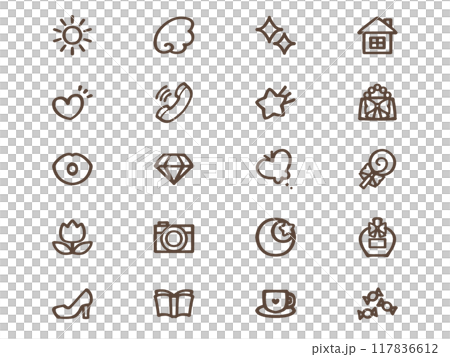 .Illustration material of cute doodle-style emoji icon set② .Illustration material of cute doodle-style emoji icon set② 117836612