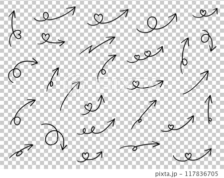 手繪箭頭圖示的向量插圖集。心，手繪，簡單，質問者 117836705