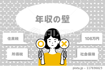 年収の壁・◯✕クイズ回答の女性 117836823