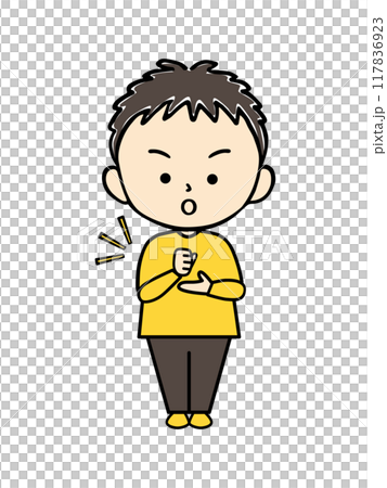 The boy claps his hands in understanding. The boy claps his hands in understanding. 117836923