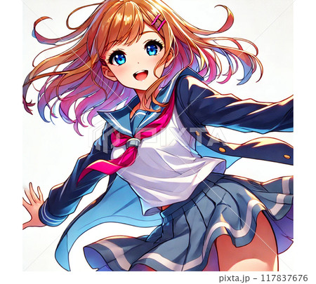 青い制服の少女 117837676