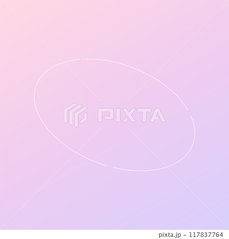 シンプルでかわいいパステルカラーのグラデーションの背景に細い線の楕円形のフレーム 117837764