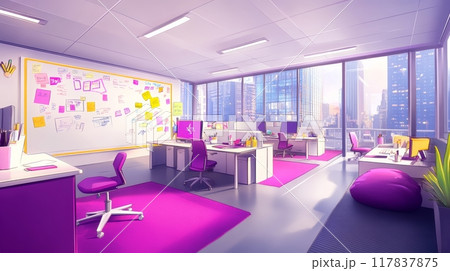 Vibrant startup workspace with creative decor 117837875